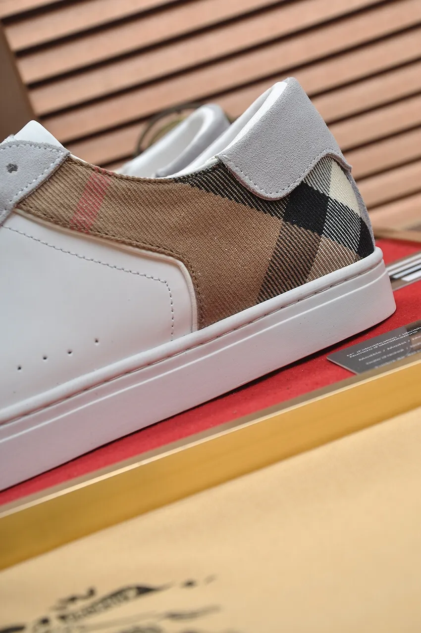 Men's shoes💰480💶[Burberry] (cowhide lining) classic low-top sneakers｜Imported cowhide with classic plaid fabric｜Cow leather lining｜Original outsole｜Fine workmanship and comfortable to wear Size: 38-44 (customized at 45)